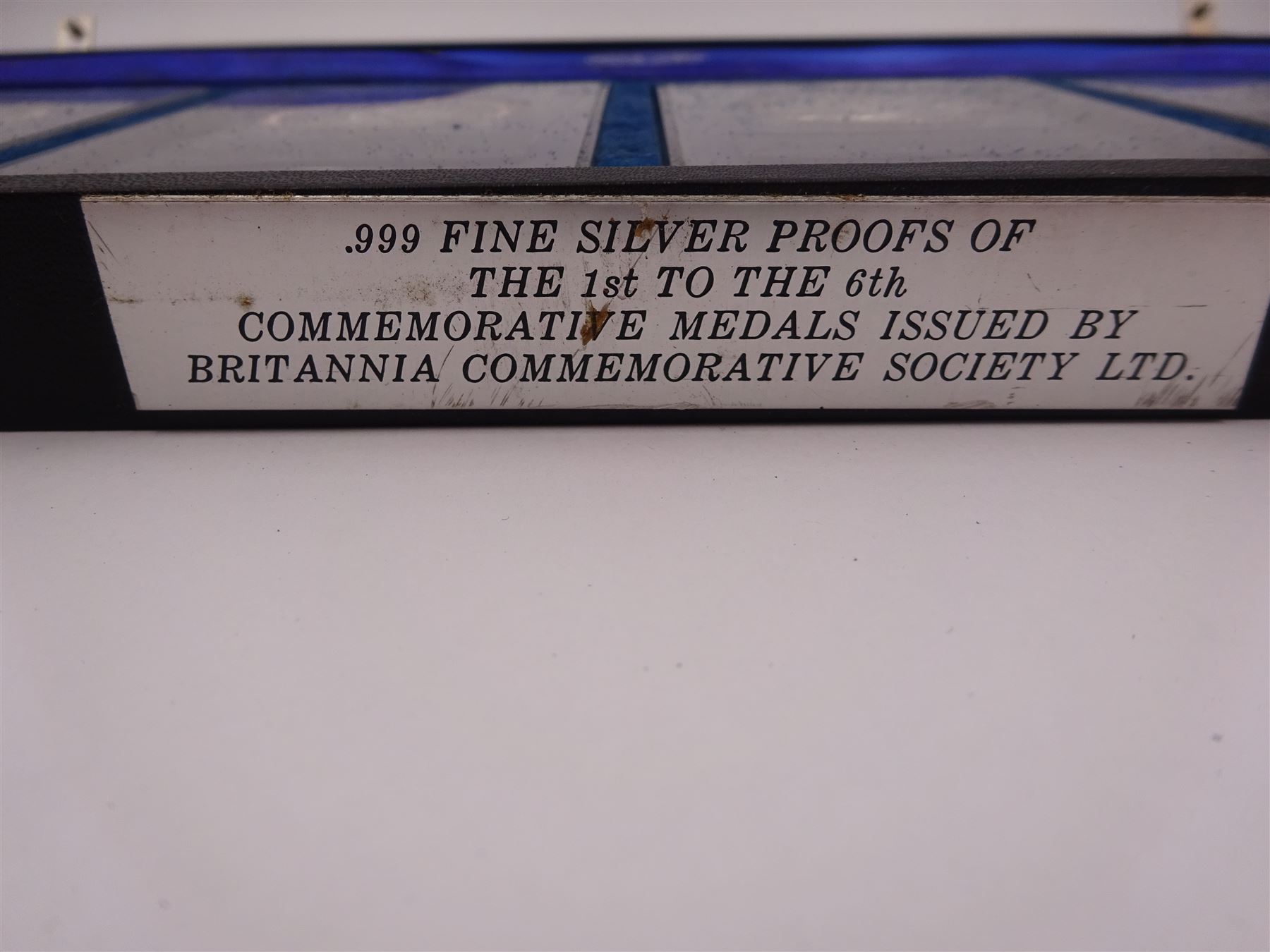 British Commemorative Society Ltd, set of six commemorative .999 fine silver proof medals, no. 1 to 6 , to include the William Medal, The Magna Carta Medal, The Lord Nelson Medal, The Canadian Centenary Medal, The Churchill Memorial Medal and The William Shakespeare Medal, each contained within clear perspex cases, in a silk lined fitted case