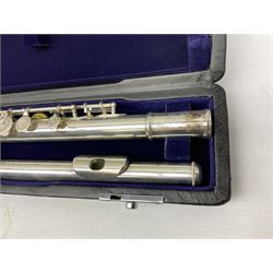 Vivace by Kurioshi silver plated flute with case together with another flute in case