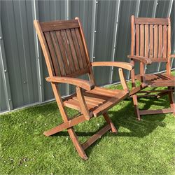 Teak painted folding garden armchairs  - THIS LOT IS TO BE COLLECTED BY APPOINTMENT FROM DUGGLEBY STORAGE, GREAT HILL, EASTFIELD, SCARBOROUGH, YO11 3TX
