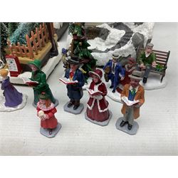 Christmas decorations; Premier LED Christmas Village scene with moving train, together with three Lumineo christmas scenes, and other similar 