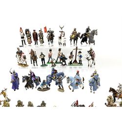 Over seventy cast metal figures by Del Prado, Corgi Icon, NLP etc including Napoleonic War, WW1 and WW2, knights on horseback and other mounted figures etc; all unboxed