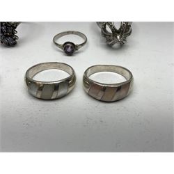 Twenty seven silver and silver-gilt stone set rings, all stamped or hallmarked 