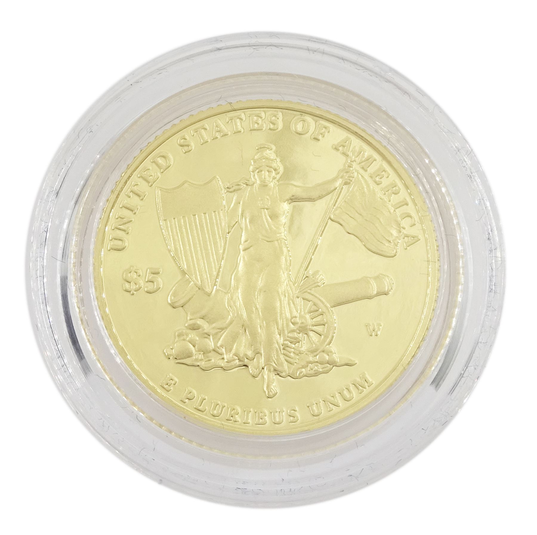 United States of America 2011 gold proof five dollar coin, West Point mint, cased with certificate 