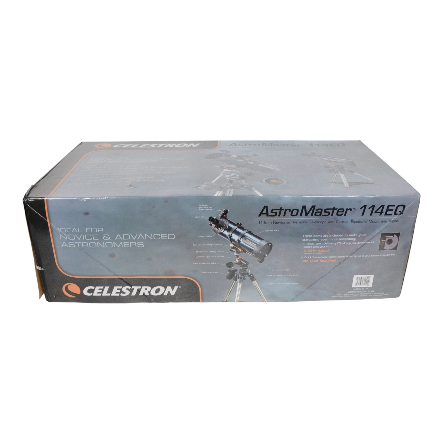 Celestron AstroMaster 114EQ telescope, boxed