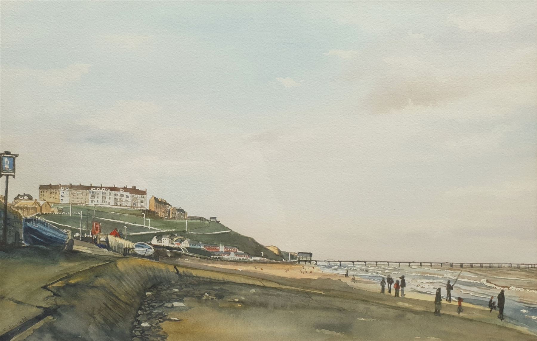 Carol Fawcett (British Contemporary): 'Saltburn', watercolour signed 30cm x 46cm; WF Briggs (British 20th century): 'St Mary's Abbey' York, watercolour signed 35cm x 44cm (2)