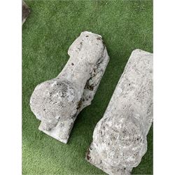 Pair composite stone garden recumbent lions - THIS LOT IS TO BE COLLECTED BY APPOINTMENT FROM DUGGLEBY STORAGE, GREAT HILL, EASTFIELD, SCARBOROUGH, YO11 3TX