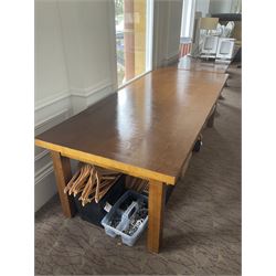 Large rectangular walnut finish dining table - LOT SUBJECT TO VAT ON THE HAMMER PRICE - To be collected by appointment from The Ambassador Hotel, 36-38 Esplanade, Scarborough YO11 2AY. ALL GOODS MUST BE REMOVED BY WEDNESDAY 15TH JUNE.