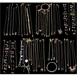Collection of costume jewellery including forty-five pendant necklaces, fifty-one pairs of stud earrings and four bracelets (100)