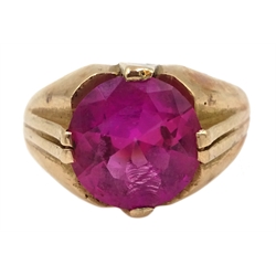 14ct rose gold pink synthetic corundum ring 
[image code: 4mc]