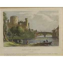  'Mulgrave Castle', 'Wynyard, Durham', 'Barnard Castle', Lambton Hall' and 'Finchale Priory', five 19th century etchings hand coloured max 12cm x 16cm (5)  