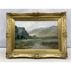Frank Thomas Carter (British 1853-1934): Loch Landscape with Castle, oil on canvas signed 30cm x 45cm