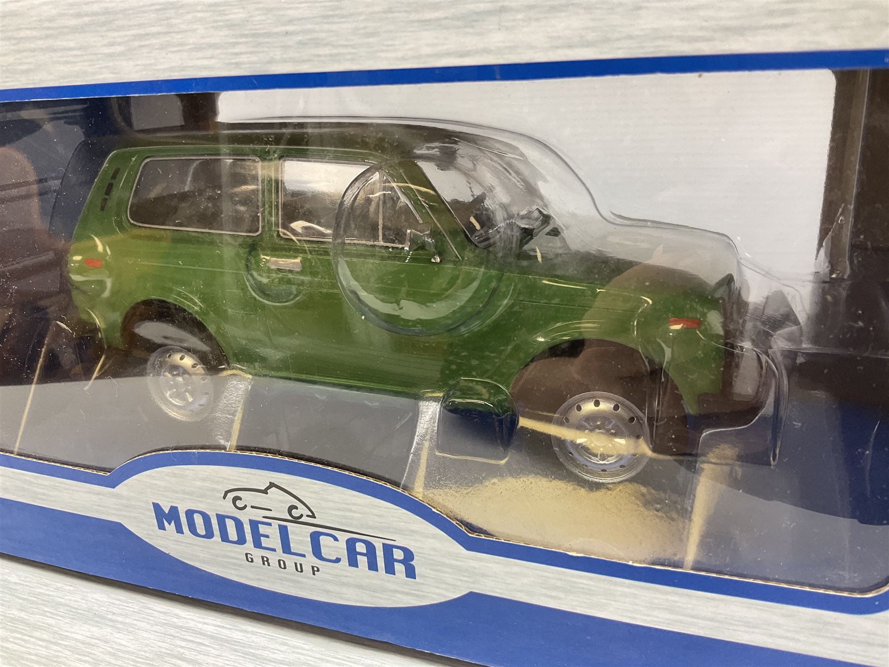 Model Car Group - three 1:18 scale models comprising Lada Niva, Citroen CX and Rover 3500; together with Kyosho Minicar Club 1:18 scale Mercedes Benz E-Class Sedan and Mattel Hot Wheels 1:18 scale TVR Speed 12; all boxed (5)