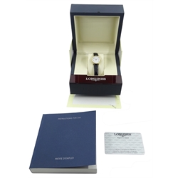  Longines Presence 18ct gold cased quartz wristwatch on leather strap stamped 750 boxed  