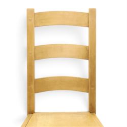 Set of six contemporary solid elm dining chairs