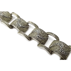 Thedore Fahrner Art Deco  silver and marcasite bracelet, stamped Fahrner 925