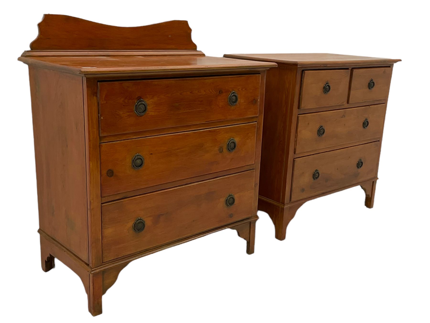 Two stained pine chests of drawers