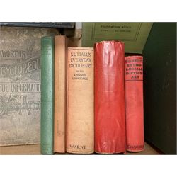 Two volumes of the Concise Household Encyclopedia together with Encyclopedia of Useful Information & Atlas of the World, two volumes of the Cathedrals of England and Wales and various books on farming, in two boxes