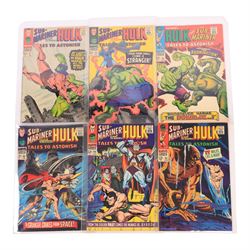 Forty Marvel Silver Age 'Tales to Astonish' comic books, featuring The Incredible Hulk, Giant Man and Sub-Mariner, spanning years 1964-1968, comprising issues #62-#69 and #71-#101