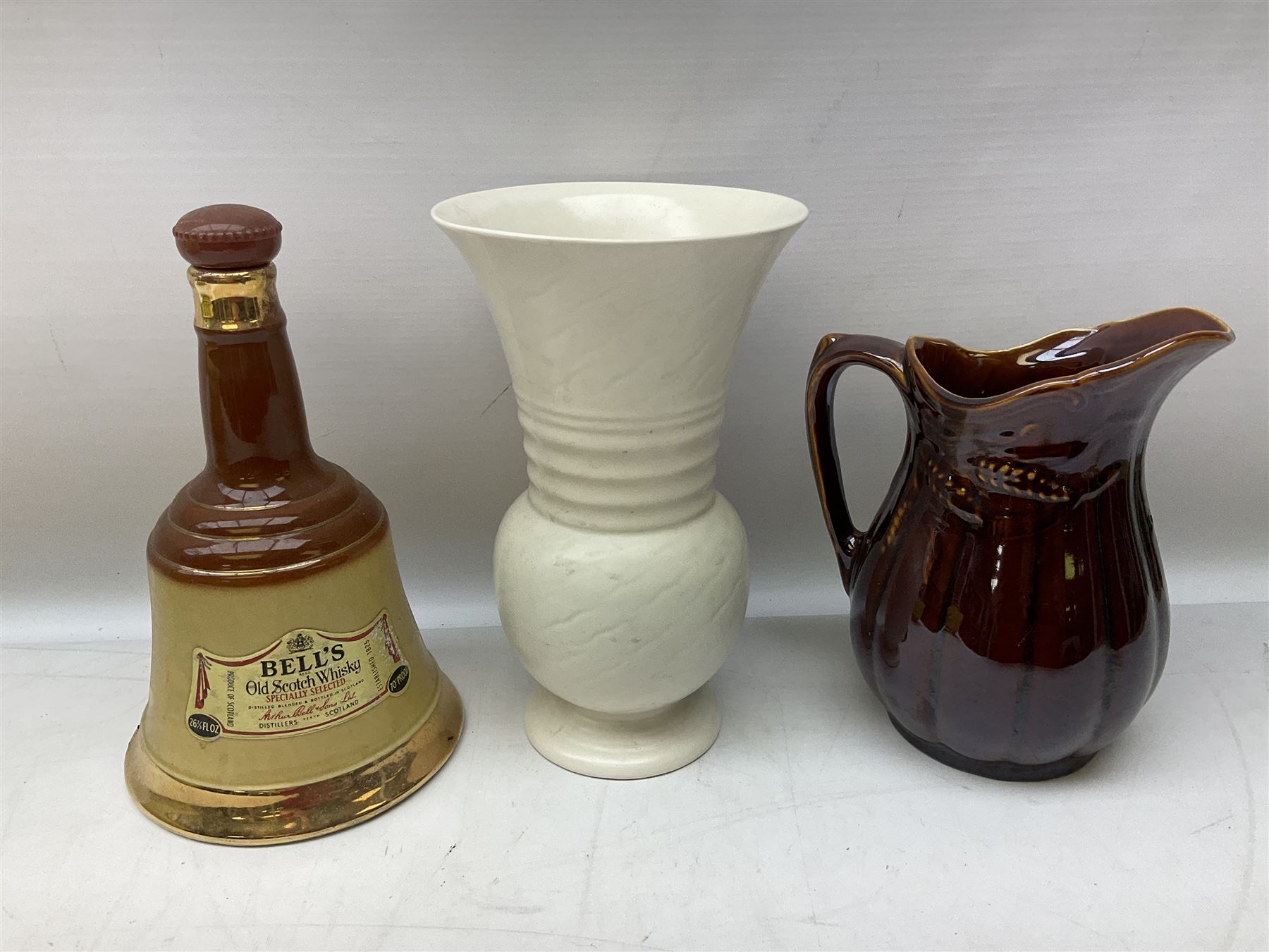 Grimwades Byzanta ware bowl in the Watteau pattern, D41.5cm, together with Sylvac vase, Bell's Whisky decanter, Denby stoneware teapot etc