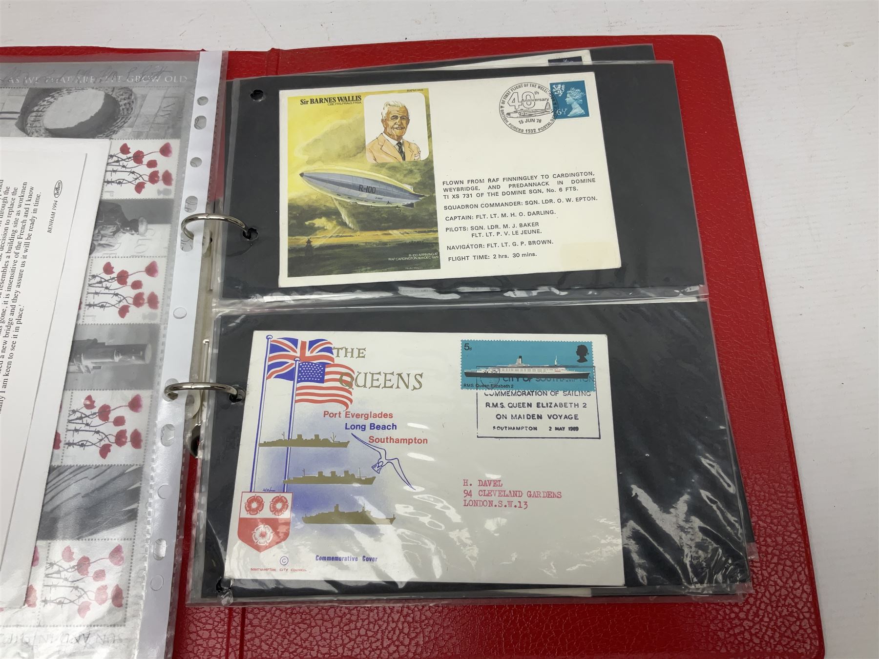 Mint block of twenty Royal Mail Remembrance Day 1st Class stamps with various signatures around the margin; and thirteen First Day Covers of military/maritime interest