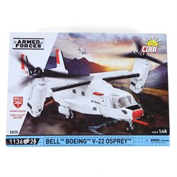 Four Cobi Bricks 1:48 scale Armed Forces model aircraft sets, comprising no. 5835 Bell Boeing V22 Osprey, no. 5909 SU-57 Felon, no. 5899 F-4S Phantom II and no. 5895 F-35 B Stovl Lightning II, all in sealed boxes