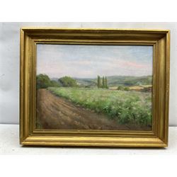 Norman Little (British fl.1905-1916): Landscape, oil on canvas unsigned,  inscribed 'Little' verso 48cm x 66cm
Provenance: private collection purchased David Duggleby Ltd 30th July 2001 Lot 450, part of a collection of Norman Little's work