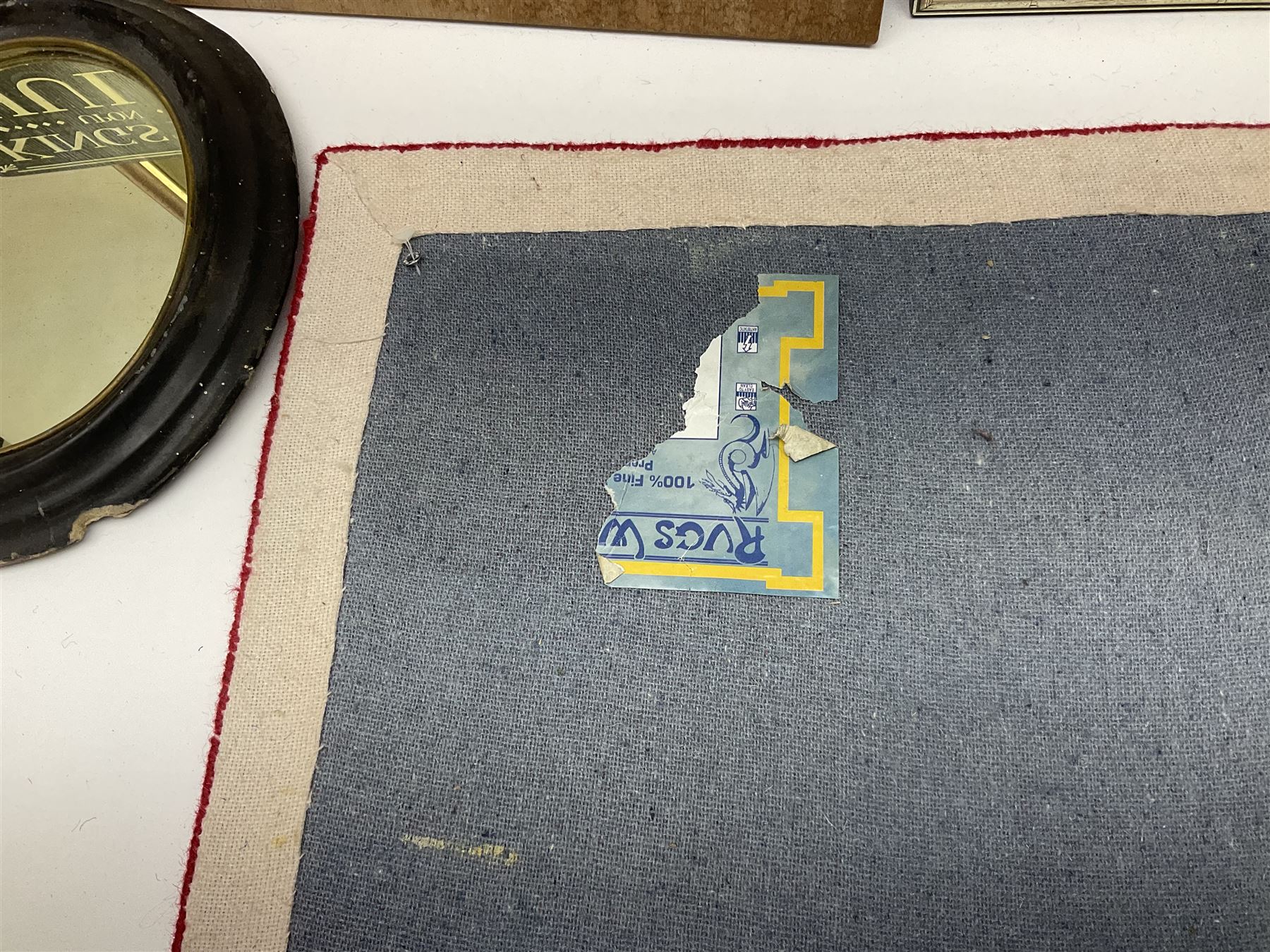 Shove ha'penny board, together with a maritime diorama, small oval mirror, rugs etc