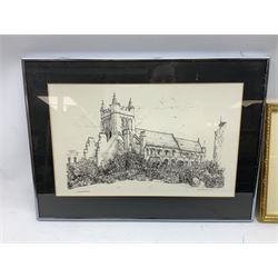 Italian school (20th century); Venetian Gondolier Scene, watercolor unsigned, together with colour print after Josepha Reynolds and black and white print of St.Hilda's Hartlepool (3)