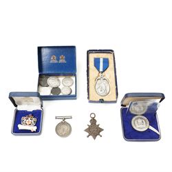 Lord Mayor of London silver medallion 1976-77, cased, Masonic silver and enamel jewel 'Cit...