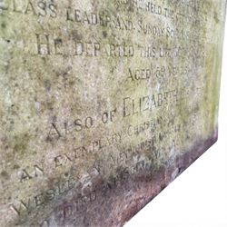 White marble remembrance plaque for Thomas and Elizabeth Dickinson of Naburn York
