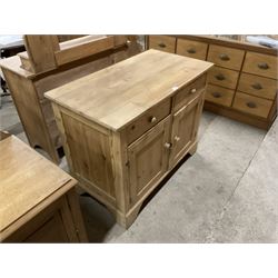 Traditional pine cupboard, fitted with two drawers over two panelled cupboards  - THIS LOT IS TO BE COLLECTED BY APPOINTMENT FROM THE OLD BUFFER DEPOT, MELBOURNE PLACE, SOWERBY, THIRSK, YO7 1QY