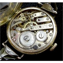 Edwardian silver fusee lever pocket watch by Bravingtons, case by William Ehrhardt, Birmingham 1912, on silver Albert chain, Victorian silver fusee lever pocket watch, case by James Walker, London 1861, on nickle plated chain, silver keyless lever pocket watch, and a silver manual wind wristwatch, London import marks 1913