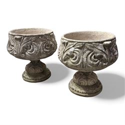 Pair of Garden cast stone urn planters 