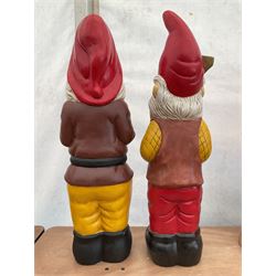 Pair of large indoor or outdoor painted garden gnomes  - THIS LOT IS TO BE COLLECTED BY APPOINTMENT FROM DUGGLEBY STORAGE, GREAT HILL, EASTFIELD, SCARBOROUGH, YO11 3TX