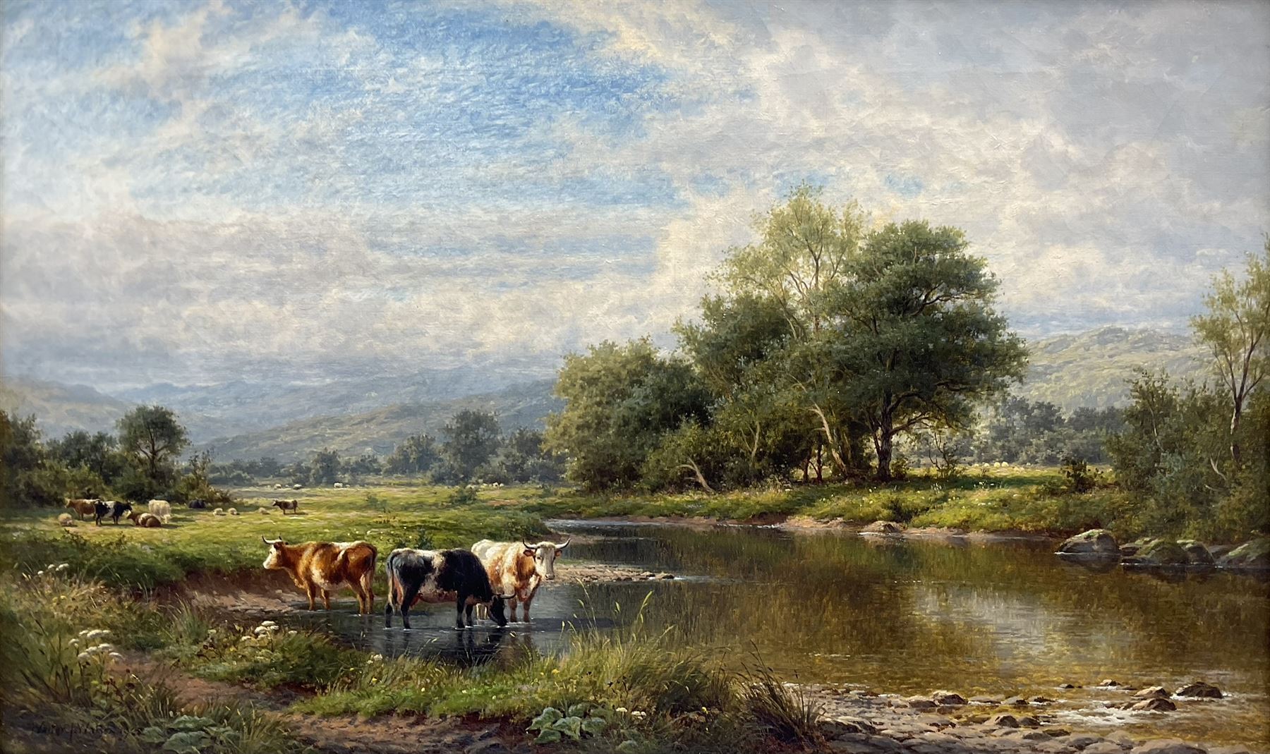 Walter J Watson (British 1879-c1937): 'On the Machno - North Wales', oil on canvas signed and dated 1908, titled and further signed verso 40cm x 65cm 
Provenance: private collection; with James Alder Fine Art, Hexham