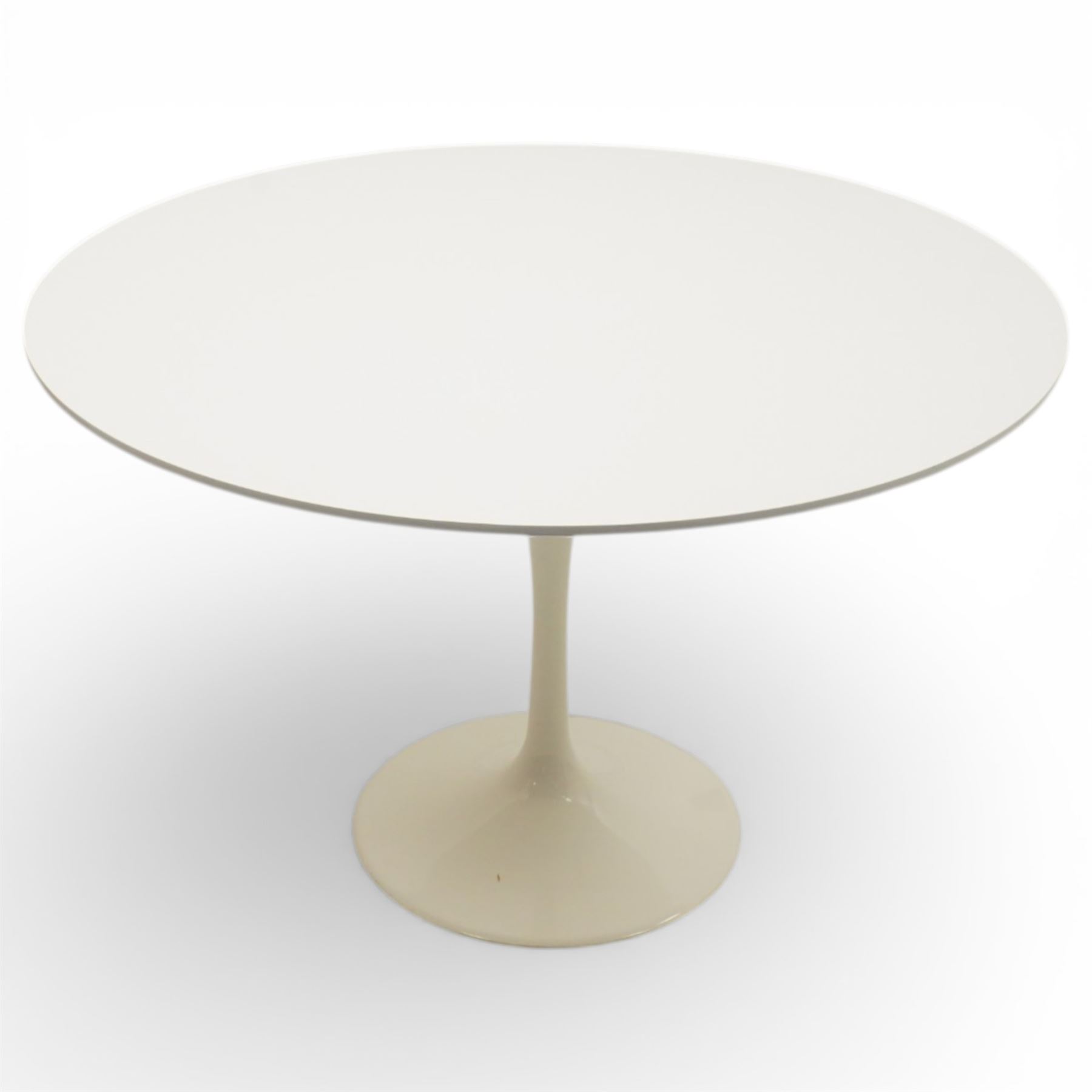 Eero Saarinen (1910-1961) for Knoll - 'Saarinen' tulip dining table, gloss white finished top, raised on a tulip shaped aluminium base with a Rilsan-coating