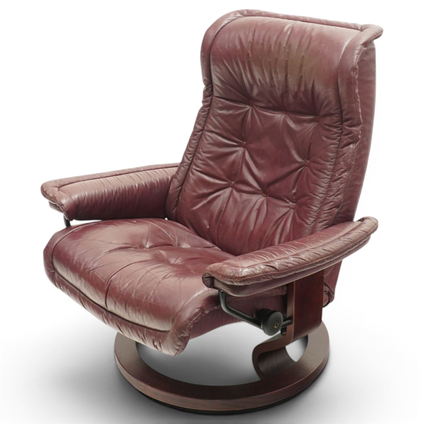 Ekornes - Stressless burgundy reclining and swivelling armchair