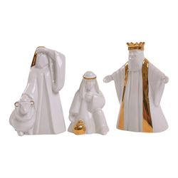 Eight Wade Nativity figures, including three kings, two shepherds, donkey, Angel Gabriel, Mary and Jesus