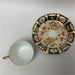 Six Royal Crown Derby cups and saucers all in imari pattern 2451, in various shapes  