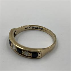 9ct gold seven stone sapphire and diamond half eternity ring, hallmarked 
