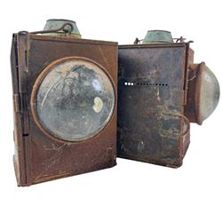 Two railway signal lamps