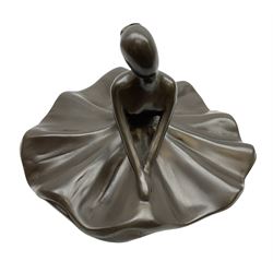 Heredities bronzed figure by Laura Lain, modelled as a seated ballet dancer, H14.5cm