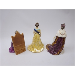  Three ltd. ed. Queen Elizabeth II figures: Royal Doulton Coronation HN44766, Royal Worcester Diamond Jubilee 2012 & Royal Worcester Queens of Britain Collection, all with certificates   