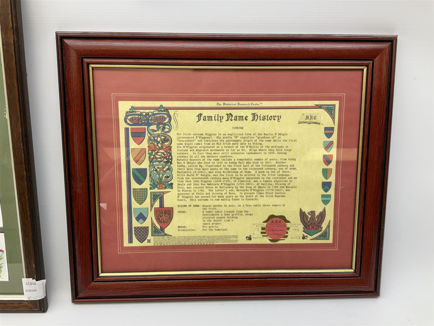 Will's Cigarette cards - Wild Flowers Second Series (framed) together with J Wrigley (British 20th century): 'Great Ayton', pair oils on board signed and two other prints max 38cm x 44cm (5)