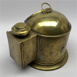 Ship's brass cased binnacle of typical domed form with side light box, the gimbal mounted compass inscribed J. Bruce & Sons Ltd. Liverpool and impressed Gebbie & Co. Greenock, H25cm including carrying ring