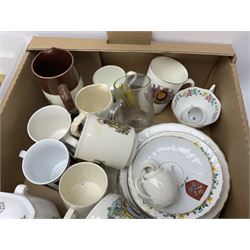 Collection of crested ware, together with commemorative ware and other collectables, in two boxes 