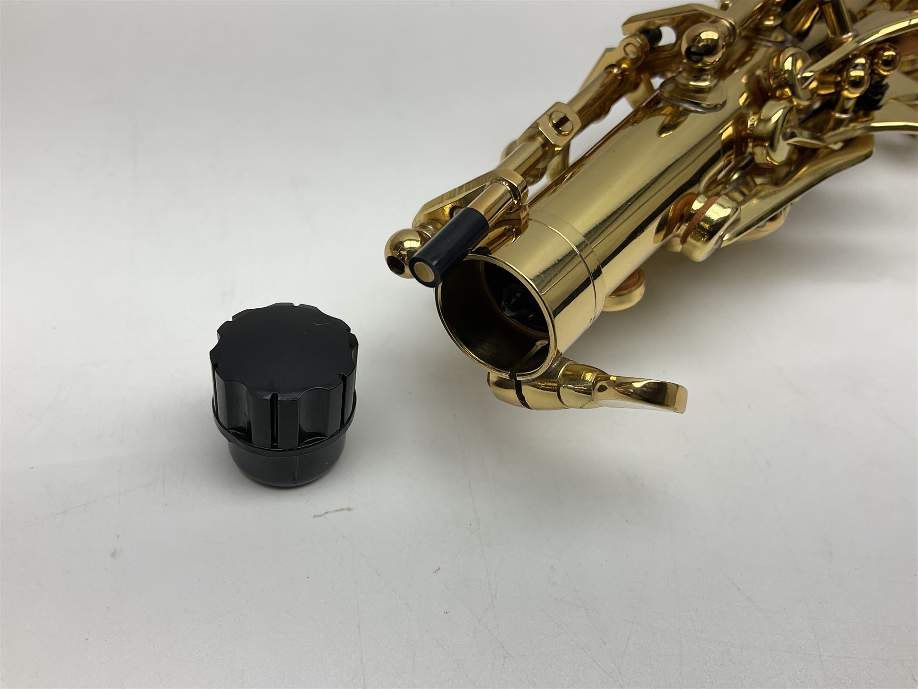 Trevor James The Horn Classic II brass straight soprano saxophone, serial no.T1255; in lightweight carrying case with accessories