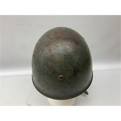 WWII Italian steel helmet with liner and chin strap