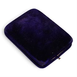 Art Deco Bakelite cigarette case, of rectangular form, the hinged lid with applied platinum monogram, millegrain set with rose cut diamonds