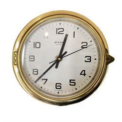 Bulkhead style quartz battery operated clock and barometer